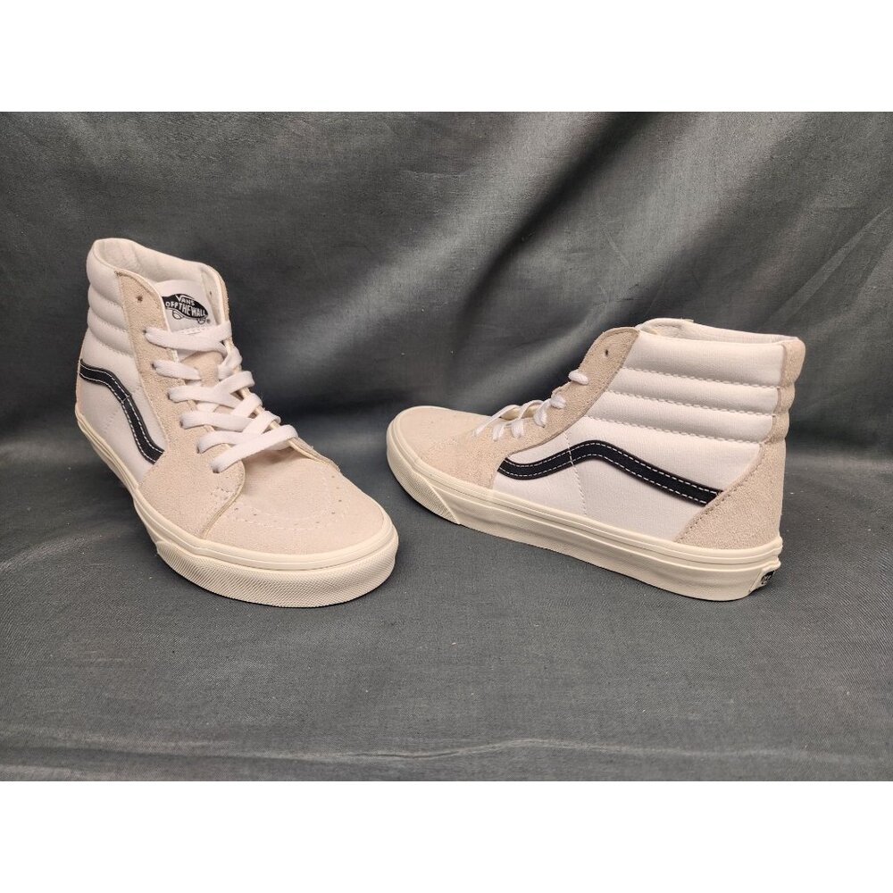 Vans Boys Sk8-Hi Casual Sneakers Suede Canvas Beige Black Size 5.5 NEW NO BOX!